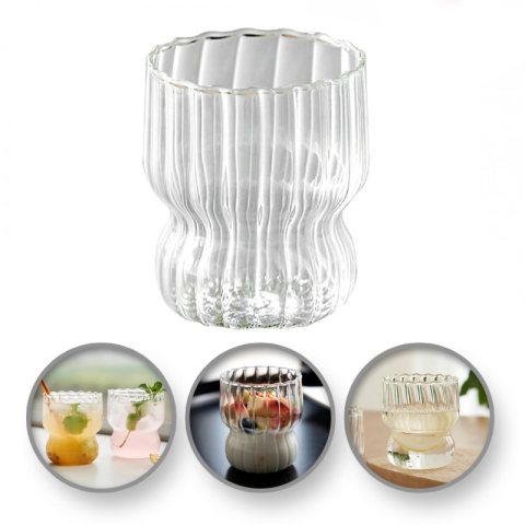 Szklanka ryflowana, puchar z falowanymi ściankami 260 ml 1szt SZK51
