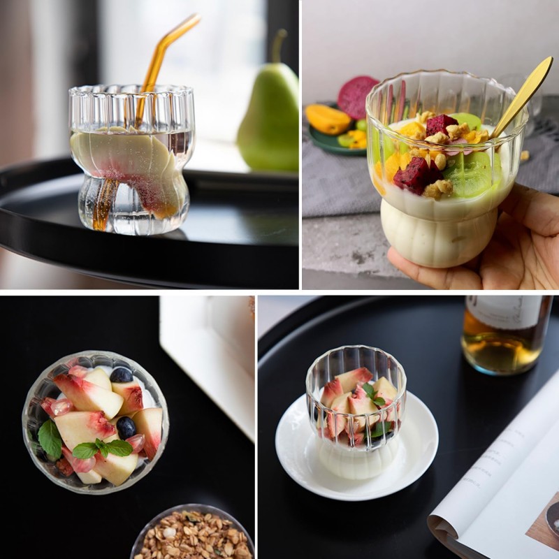 Szklanka ryflowana, puchar z falowanymi ściankami 260 ml 1szt SZK51 - obrazek 6