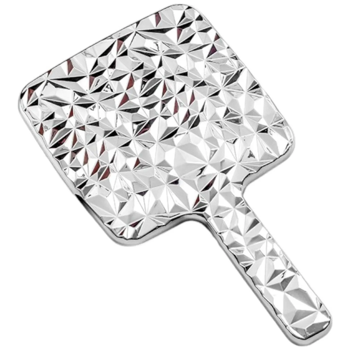 Lusterko kosmetyczne z rączką, jednostronne XL wysokość 23cm srebrne L24S - obrazek 2