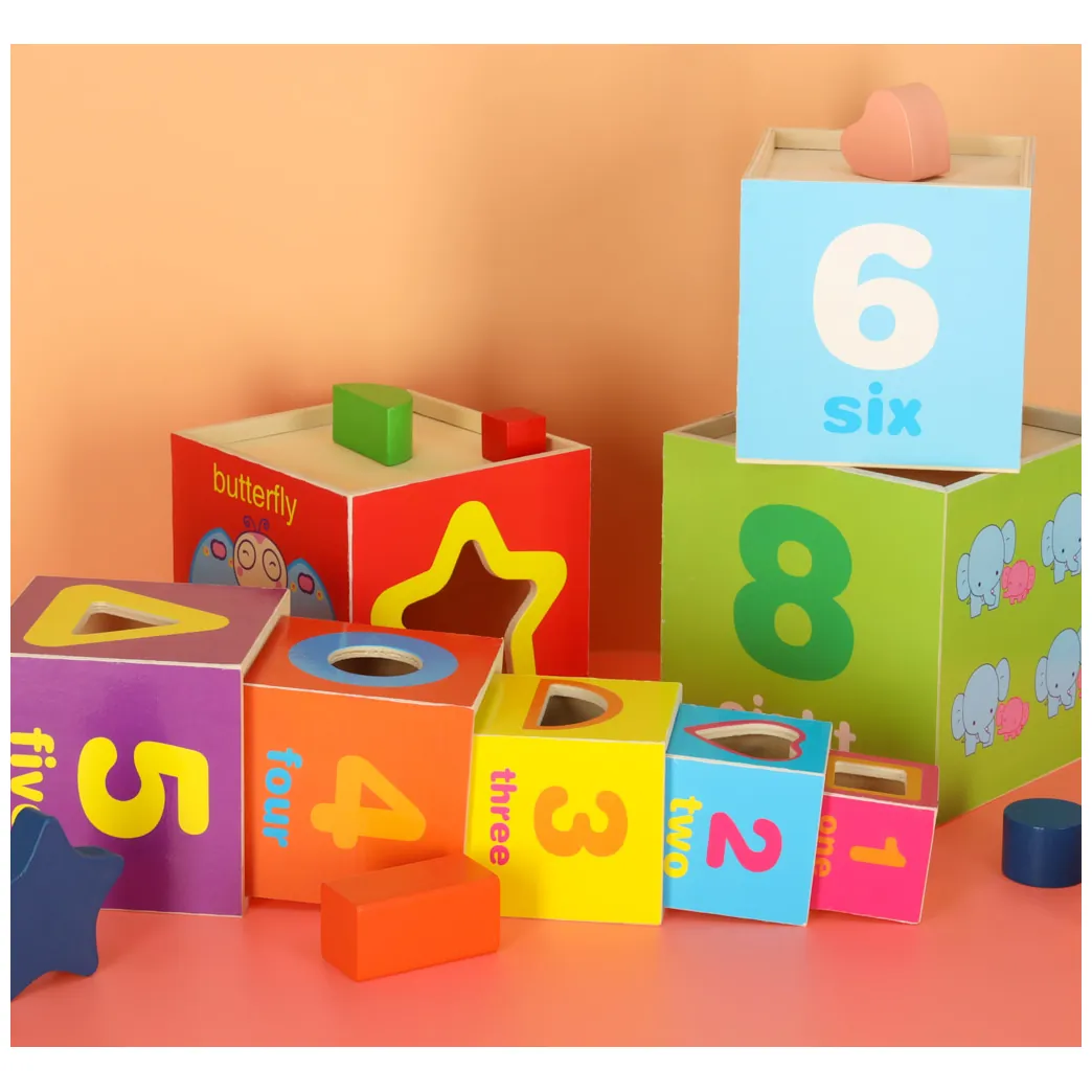 Drewniana wieża edukacyjna sorter kształtów nauka liczenia XXL 71 cm - obrazek 11