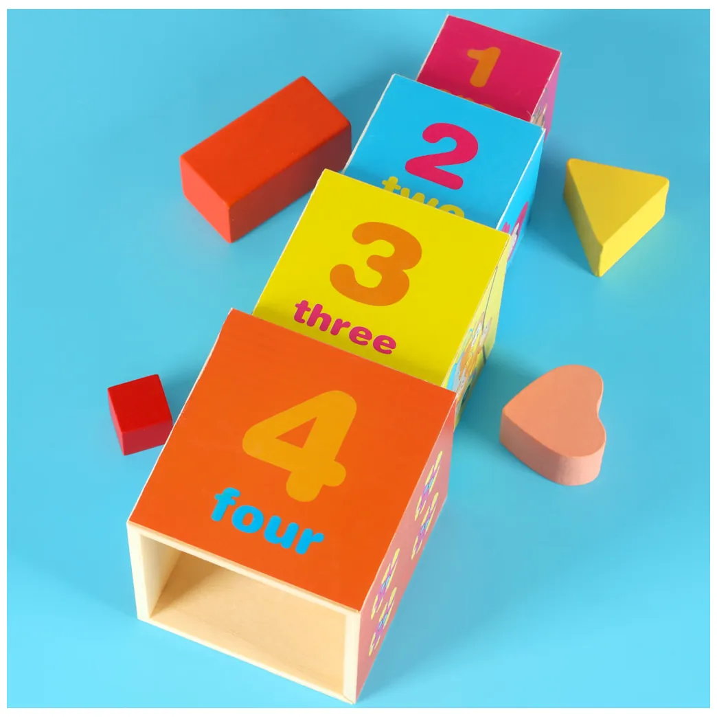 Drewniana wieża edukacyjna sorter kształtów nauka liczenia XXL 71 cm - obrazek 14