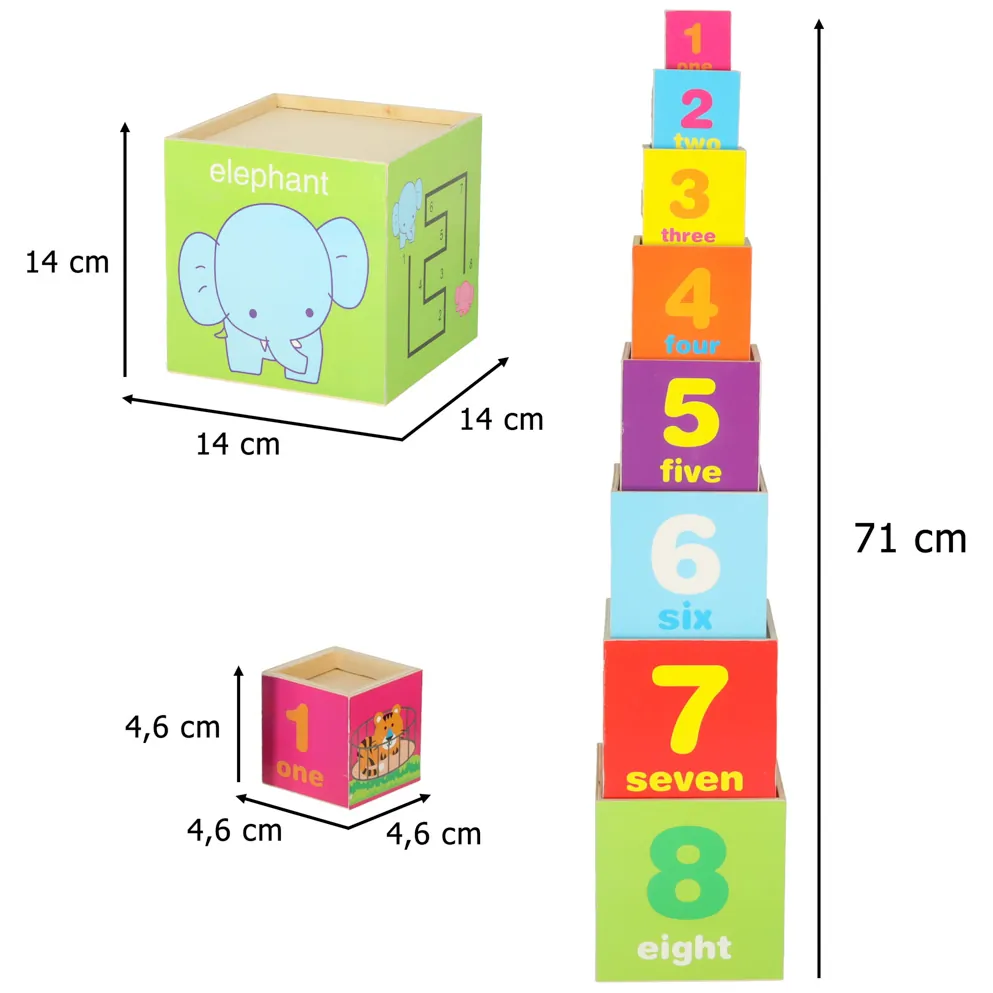 Drewniana wieża edukacyjna sorter kształtów nauka liczenia XXL 71 cm - obrazek 15