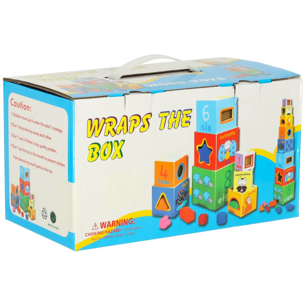 Drewniana wieża edukacyjna sorter kształtów nauka liczenia XXL 71 cm - obrazek 16