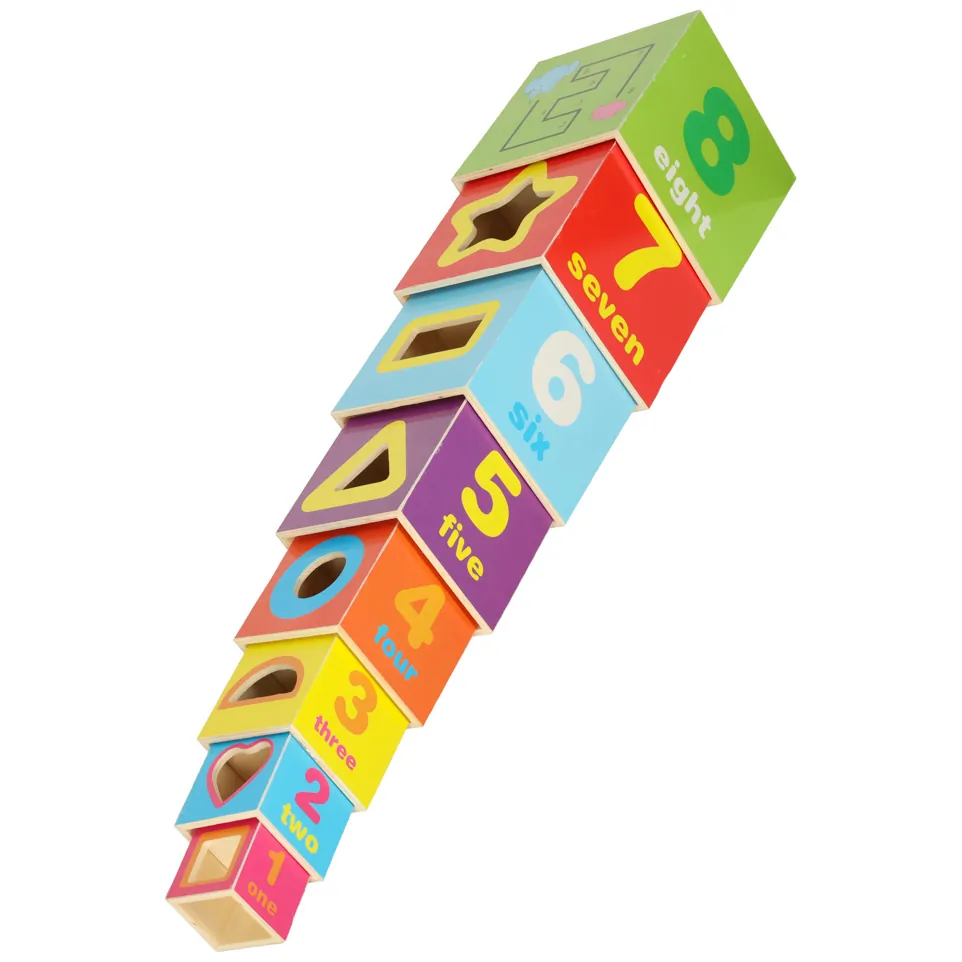 Drewniana wieża edukacyjna sorter kształtów nauka liczenia XXL 71 cm - obrazek 4