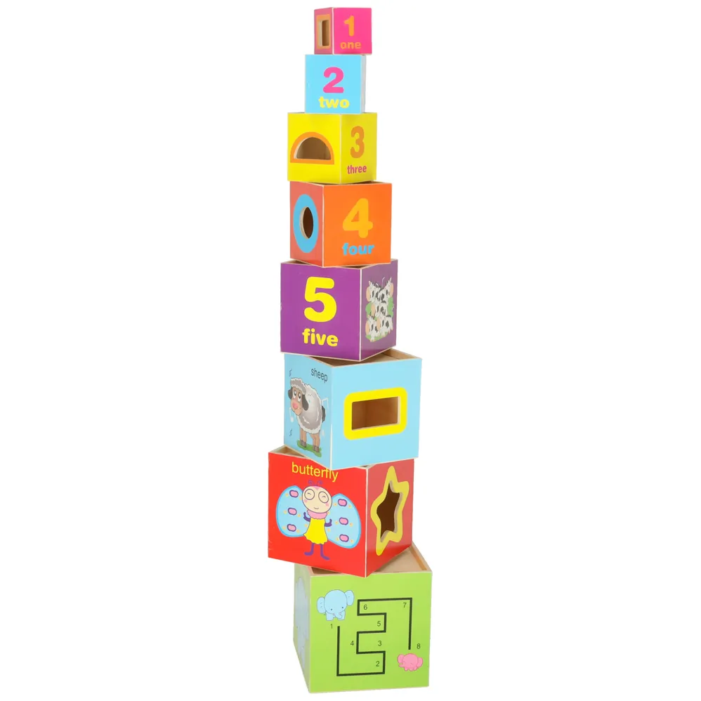 Drewniana wieża edukacyjna sorter kształtów nauka liczenia XXL 71 cm - obrazek 5