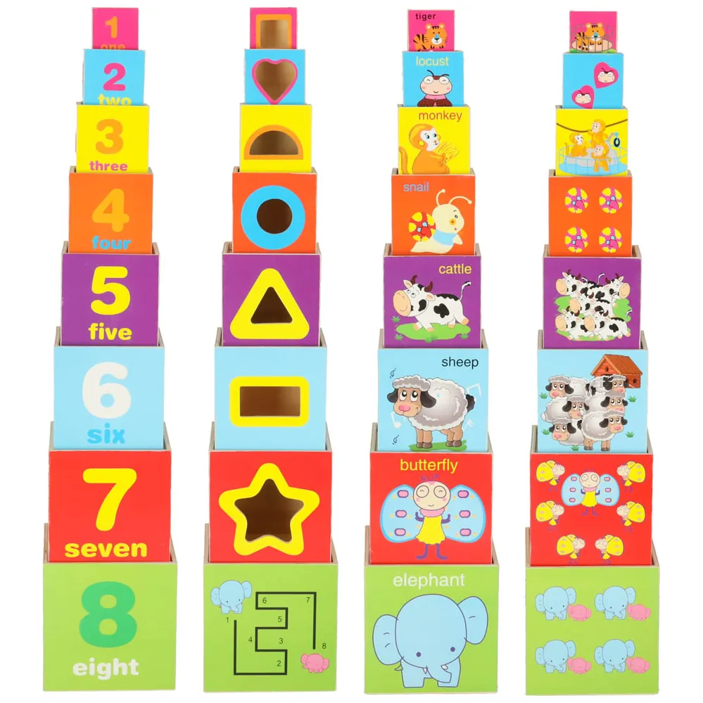 Drewniana wieża edukacyjna sorter kształtów nauka liczenia XXL 71 cm - obrazek 6