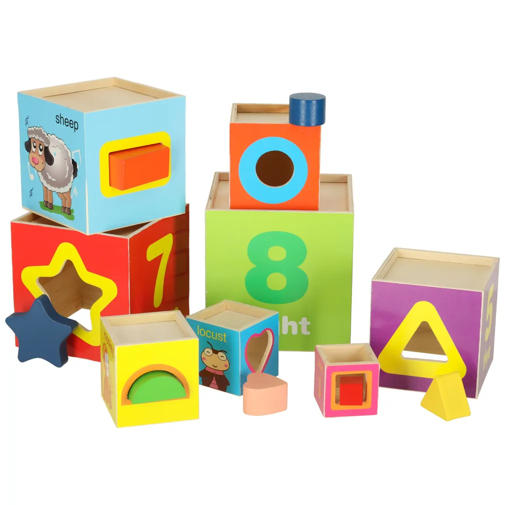 Drewniana wieża edukacyjna sorter kształtów nauka liczenia XXL 71 cm - obrazek 8