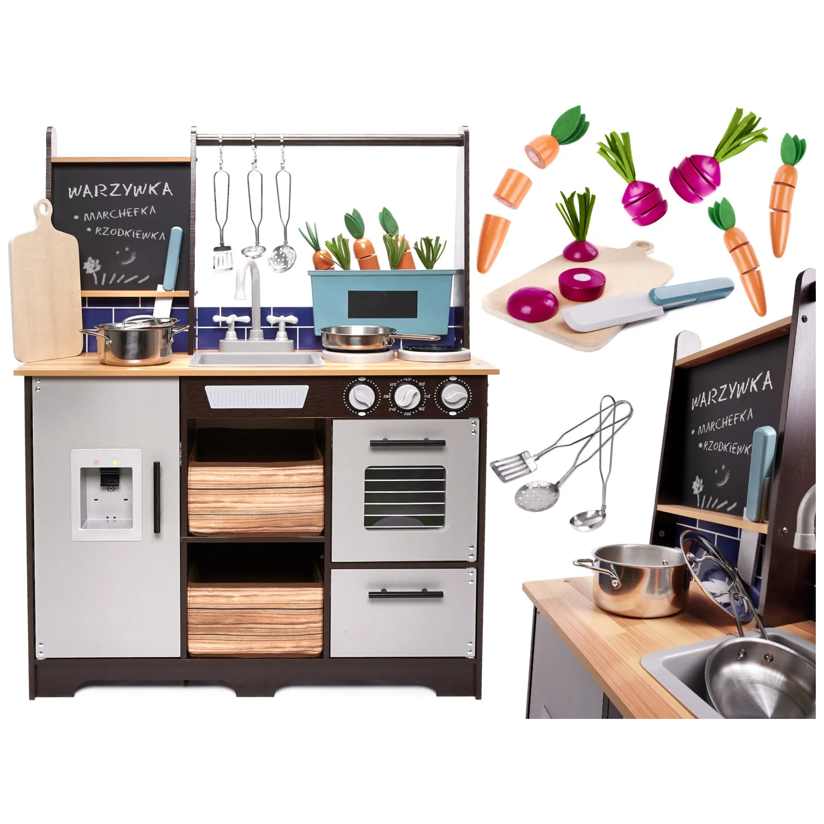 Kuchnia dla dzieci drewniana MDF z akcesoriami LOFT XXL 96cm
