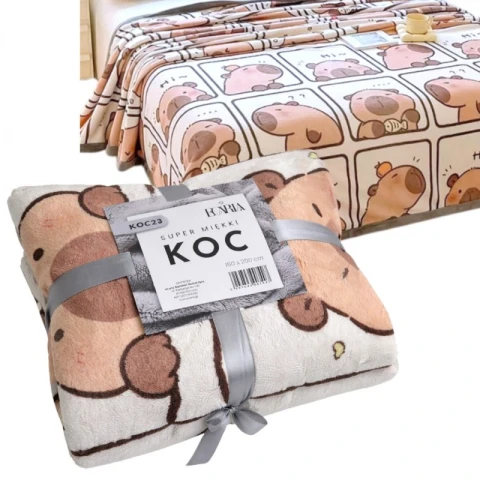Mięciutki koc XL Flannel 150x210cm MIĘKKI NARZUTA KAPIBARA KOC23