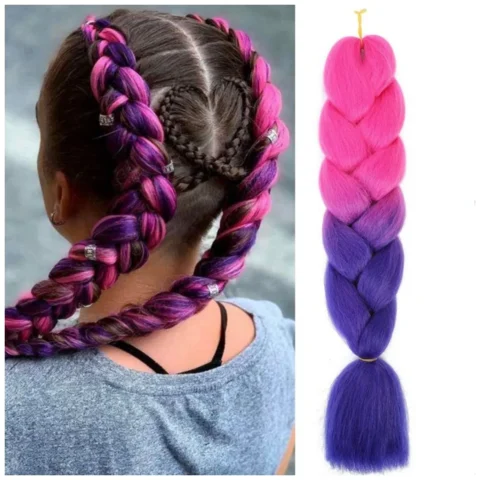 Syntetyczne włosy kolorowe 120 cm gęste ombre WLS50