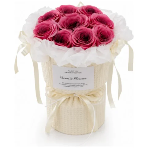 Flower box, bukiet zapachowych kwiatów mydlanych w pudełku, LED 9szt. BUK33B