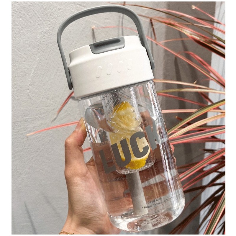 Butelka, bidon na wodę z koszyczkiem i słomką 800 ML Lucky BD36 - obrazek 2