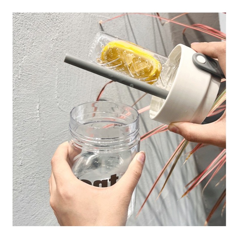 Butelka, bidon na wodę z koszyczkiem i słomką 800 ML Lucky BD36 - obrazek 3