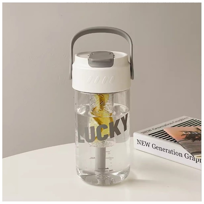 Butelka, bidon na wodę z koszyczkiem i słomką 800 ML Lucky BD36 - obrazek 5