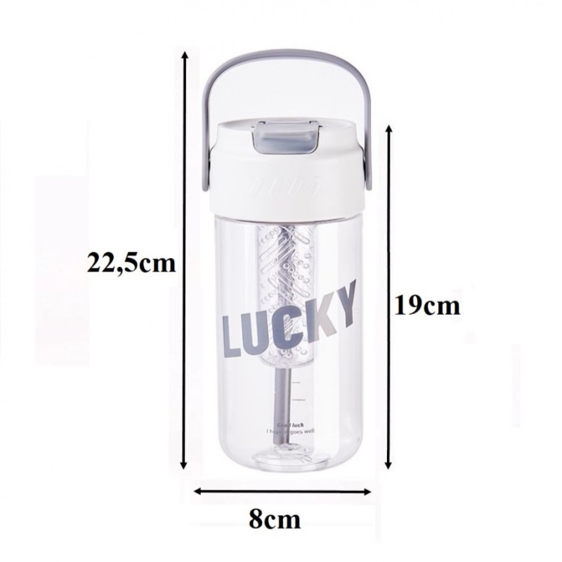 Butelka, bidon na wodę z koszyczkiem i słomką 800 ML Lucky BD36 - obrazek 8