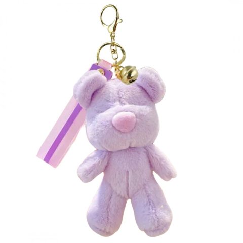 Brelok do kluczy puchaty MIŚ, pluszowy fioletowy BRL359FIO