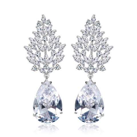 Kolczyki ślubne wizytowe wiszące z kryształkami stal szlachetna KSL86