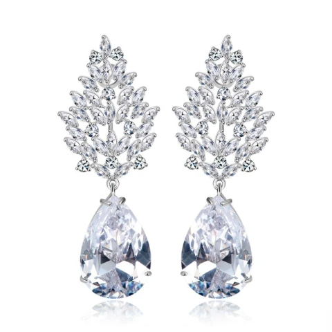 Kolczyki ślubne wizytowe wiszące z kryształkami stal szlachetna KSL86