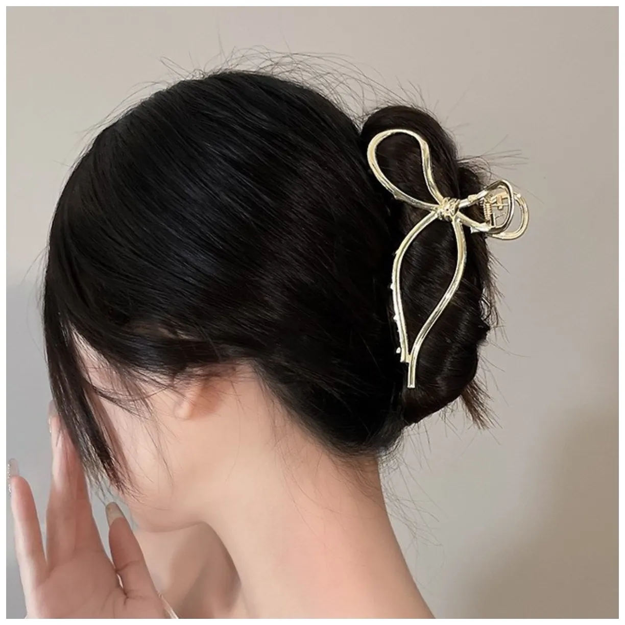 Elegancka metalowa spinka do włosów w kształcie kokardy złota XL 11,5 cm - obrazek 3