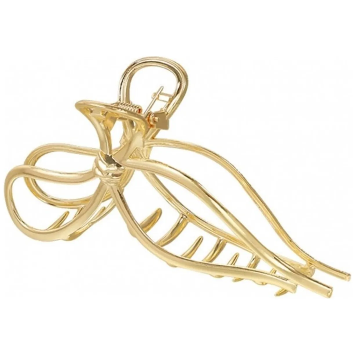 Elegancka metalowa spinka do włosów w kształcie kokardy złota XL 11,5 cm - obrazek 5