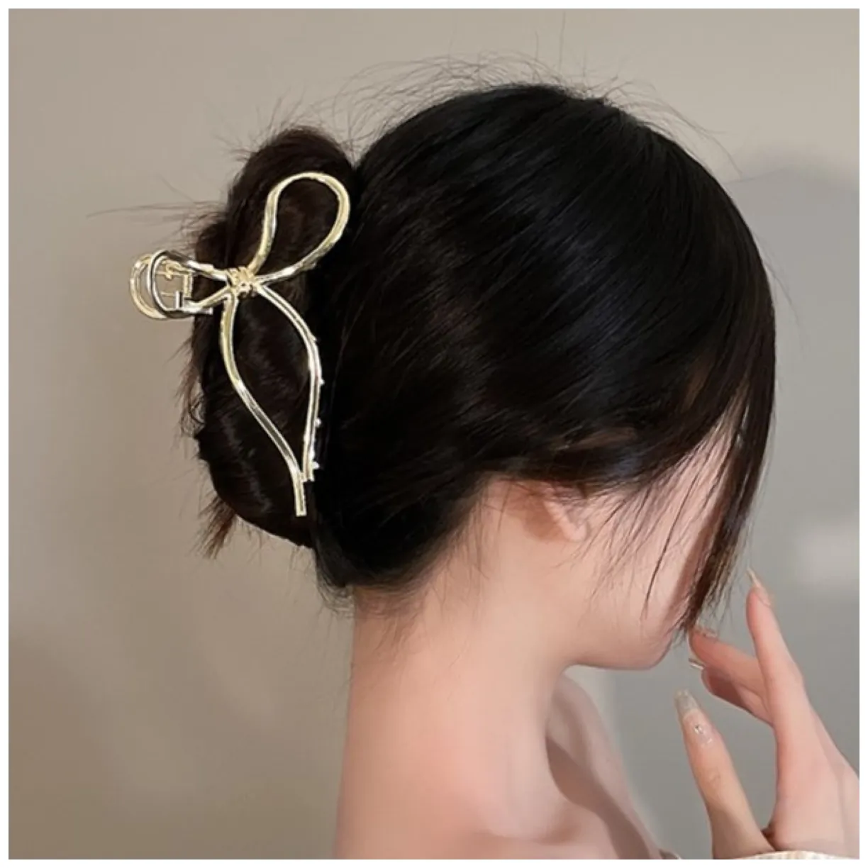 Elegancka metalowa spinka do włosów w kształcie kokardy złota XL 11,5 cm - obrazek 7