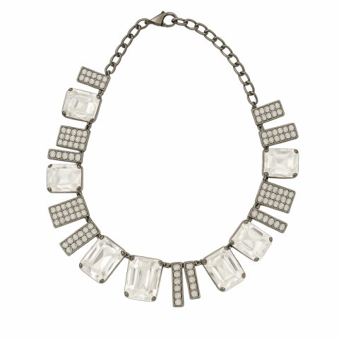 Kolia kwadraty i prostokąty srebro cyrkonie N415S