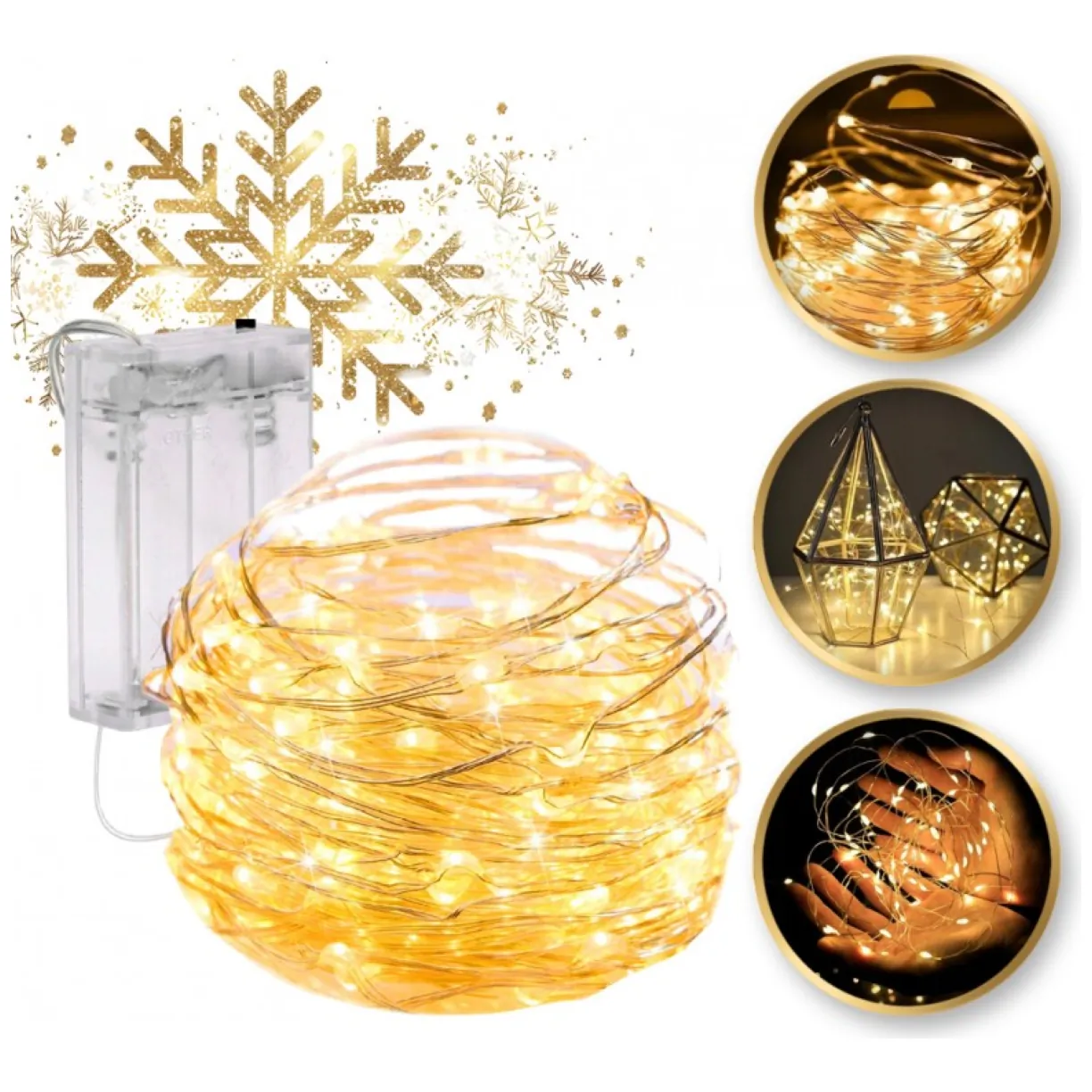 Światełka lampki na żyłce wewnętrzne 50 LED CIEPŁE BIAŁE LAMP10CB