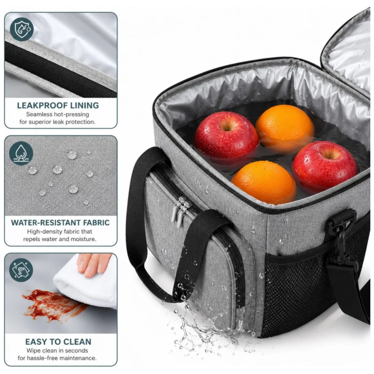 Torba termiczna do przenoszenia żywności LUNCH BOX 15l + 2 wkłady chłodzące KP06SZ - obrazek 4
