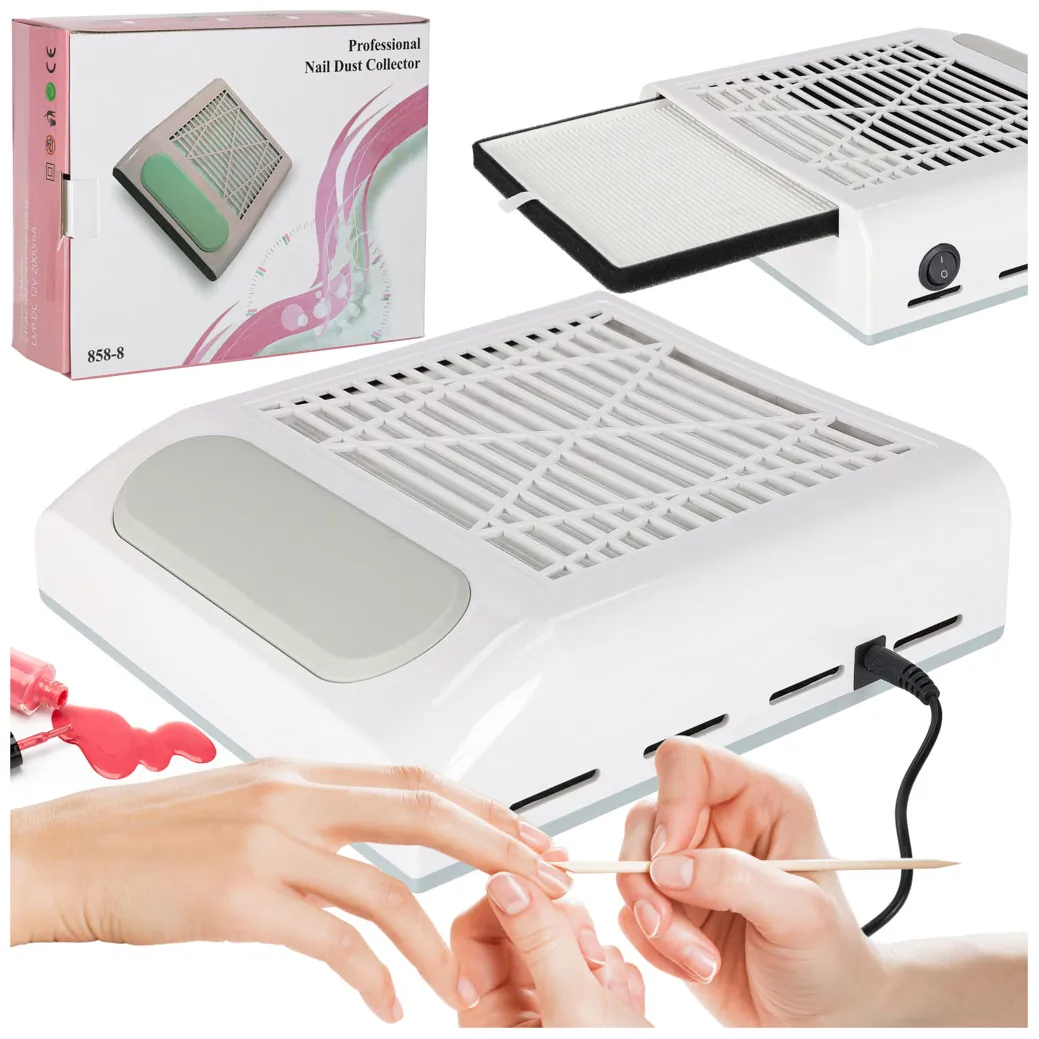 Pochłaniacz pyłu do paznokci manicure 80W filtr kasetowy bezworkowy