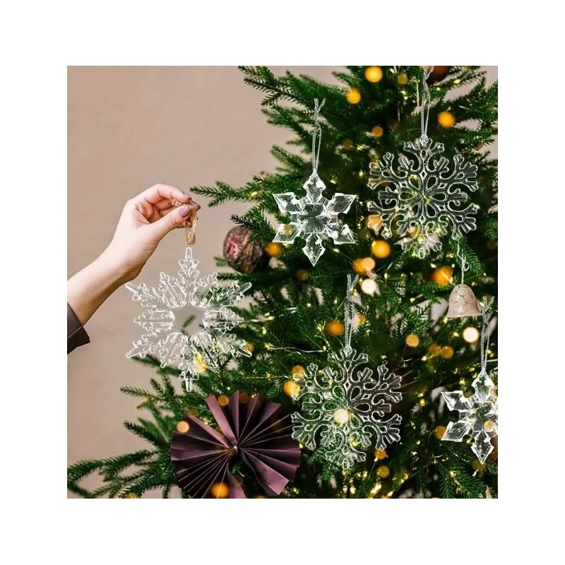 Zestaw zawieszek transparentne śnieżynki 12szt. w opakowaniu BSN71 - obrazek 7