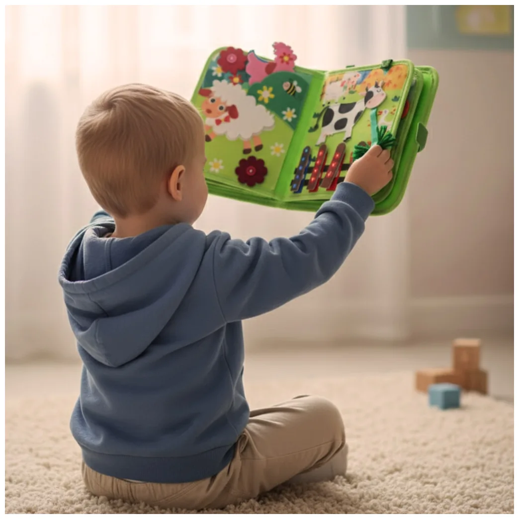 Książeczka sensoryczna edukacyjna manipulacyjna farma - obrazek 15