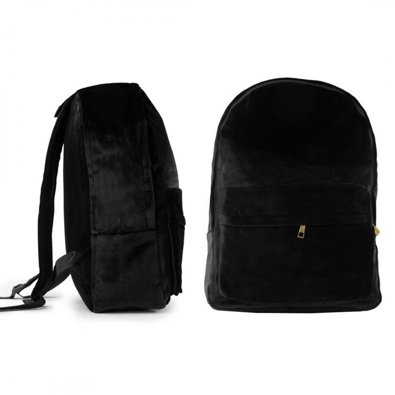 Plecak aksamitny VELVET CZERŃ - obrazek 3