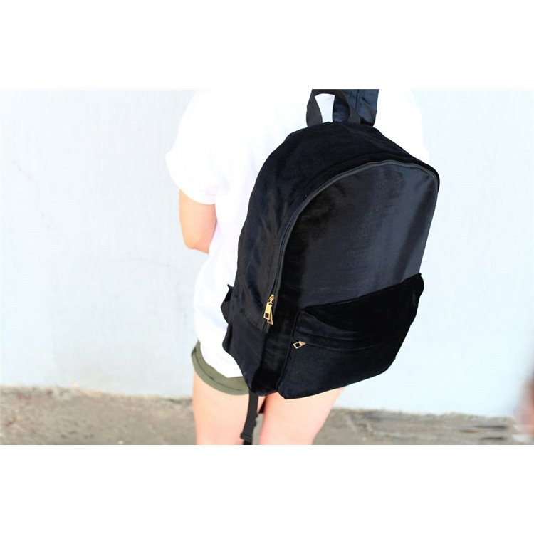 Plecak aksamitny VELVET CZERŃ - obrazek 6