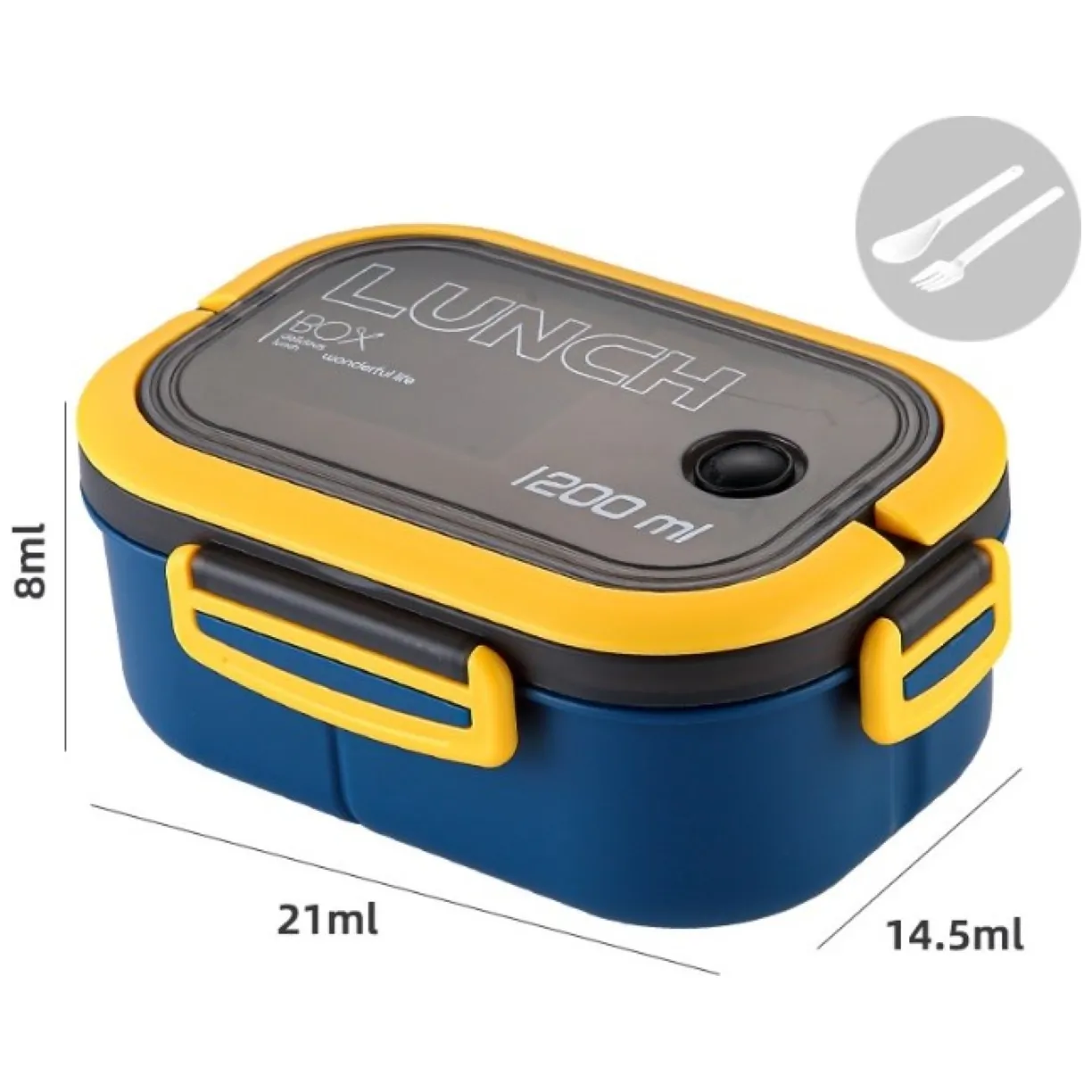 Śniadaniówka LUNCH BOX ze sztućcami 21 x 14,5 x 8cm granat PJM44GRAN - obrazek 2