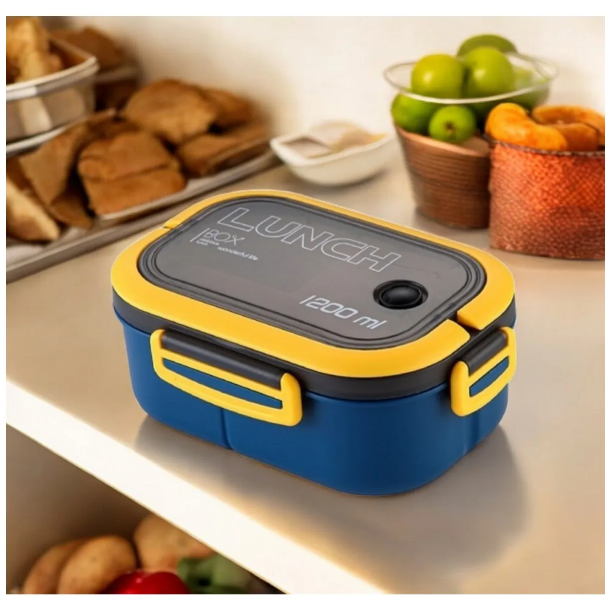 Śniadaniówka LUNCH BOX ze sztućcami 21 x 14,5 x 8cm granat PJM44GRAN - obrazek 3