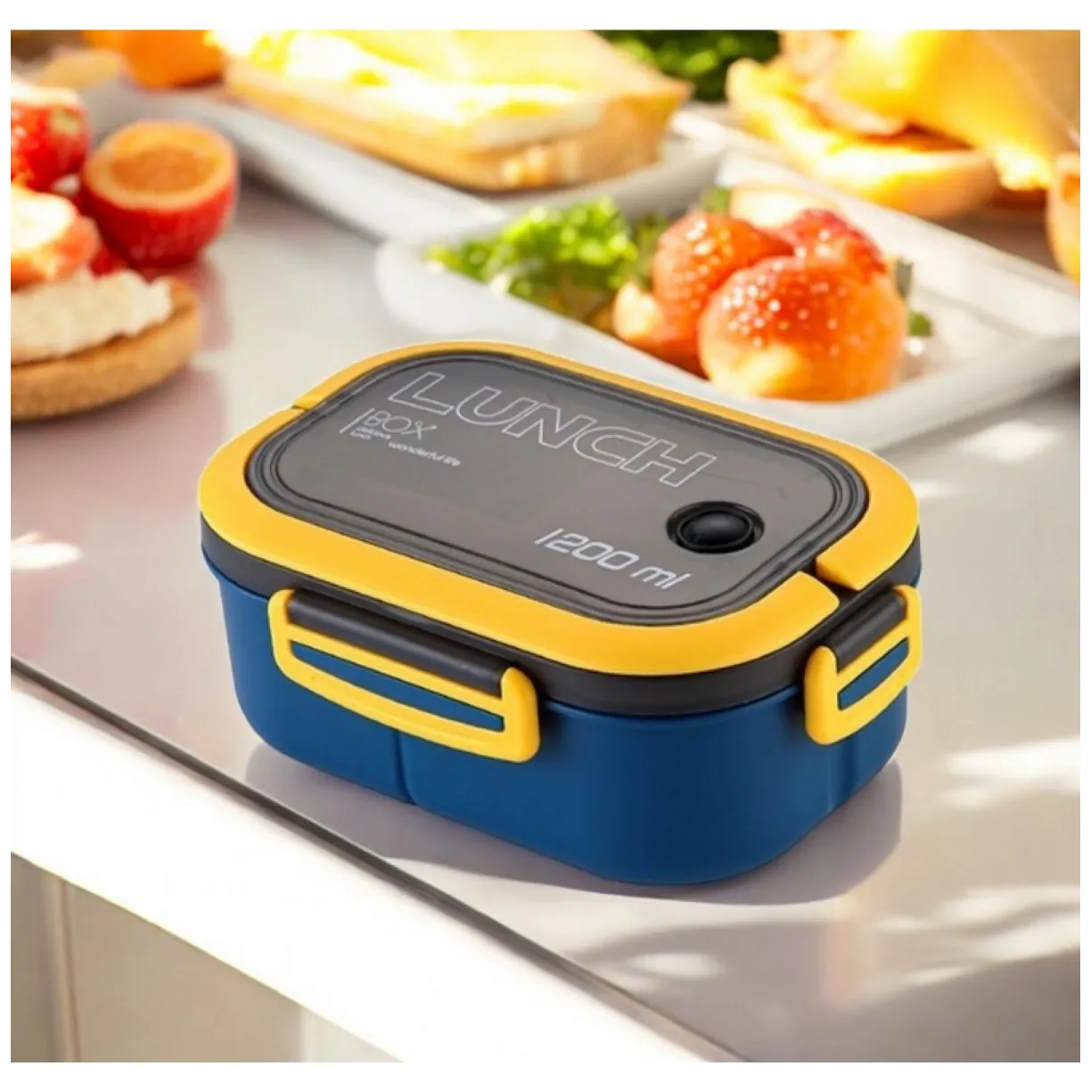 Śniadaniówka LUNCH BOX ze sztućcami 21 x 14,5 x 8cm granat PJM44GRAN - obrazek 5