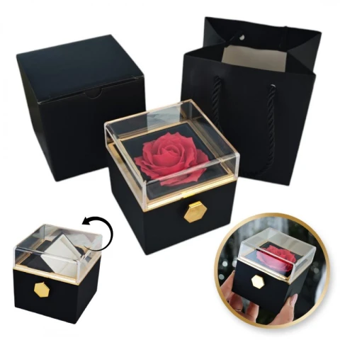 Pudełeczko Walentynkowe Rose Treasure Box na biżuterię mydlana Wieczna Róża Obrotowe PDOZ26CZ