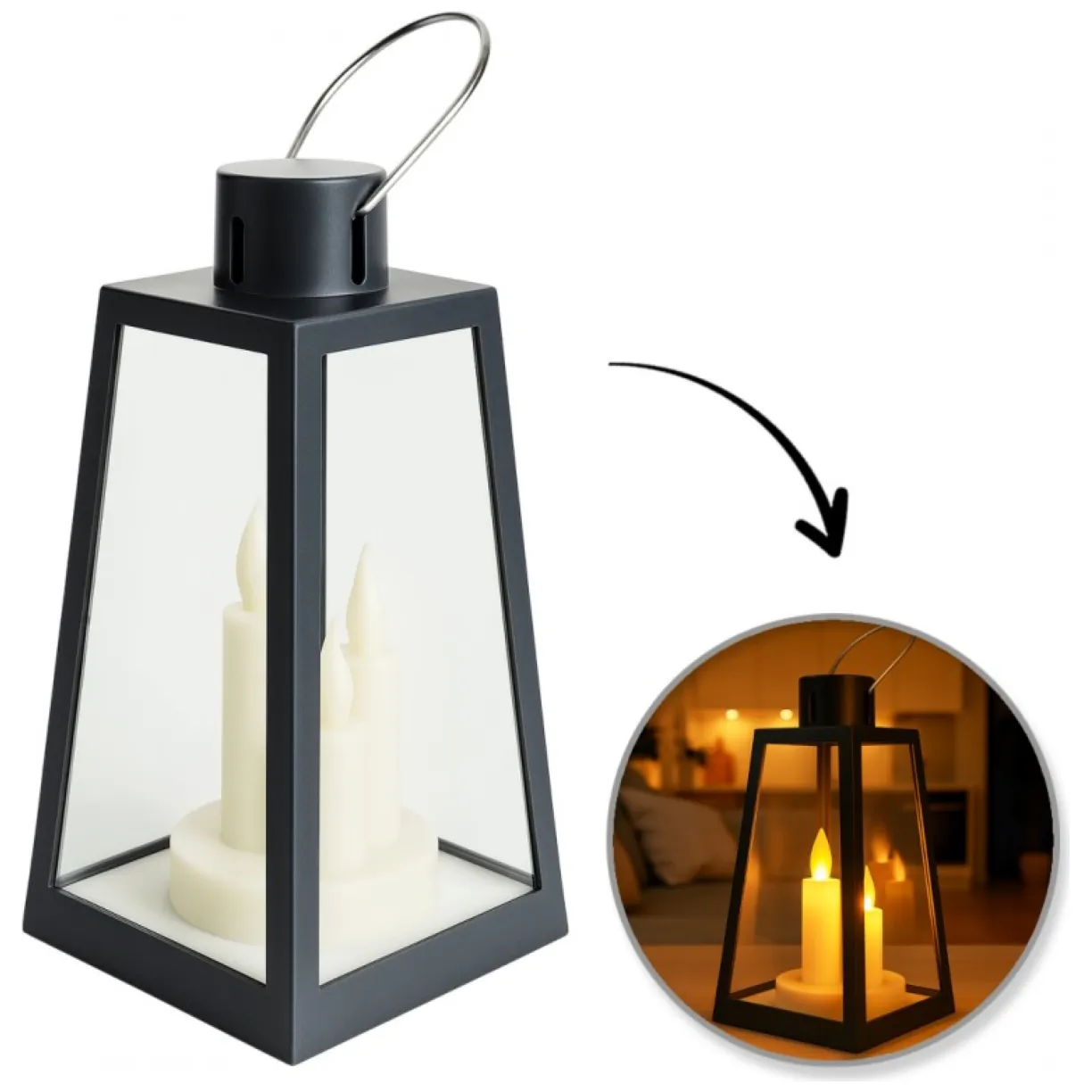 Lampion dekoracyjny LED z imitacją świec 11 x 22 cm - LAMP55