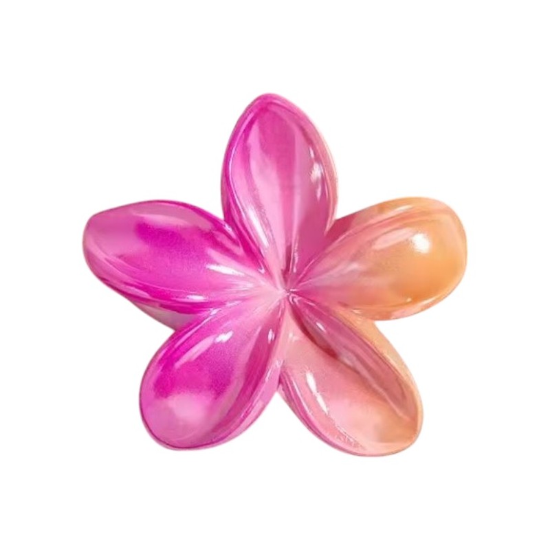 Spinka do włosów klamra XL kwiat OMBRE różowo- pomarańczowa 7,5 x 7,5cm SP381 - obrazek 3