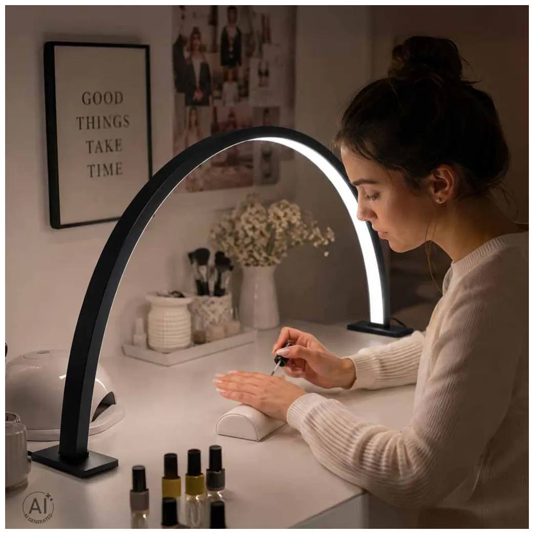 Lampa kosmetyczna LED bezcieniowa biurkowa do manicure z regulacją jasności i barwy czarna - obrazek 12