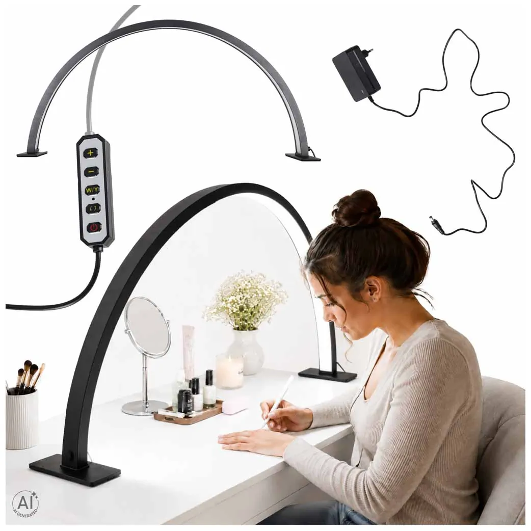Lampa kosmetyczna LED bezcieniowa biurkowa do manicure paznokci łuk czarna