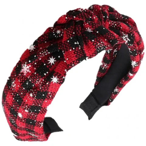 Opaska turban z materiału gruba 6,5 cm świąteczna