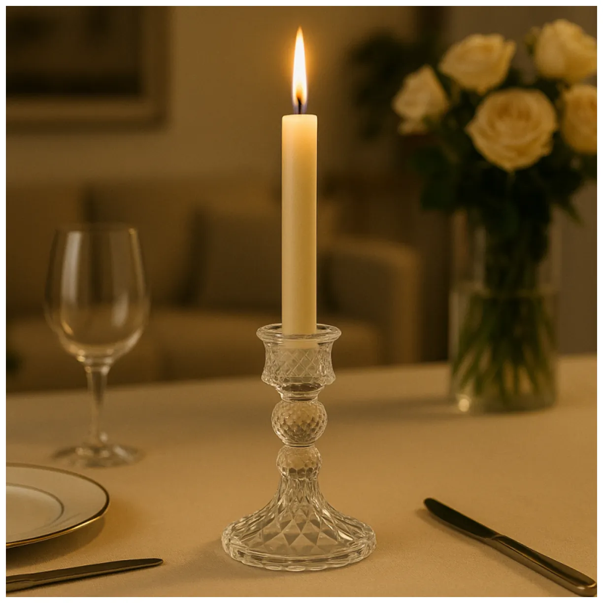 Świecznik dekoracyjny, szklany Glamour 12,5 cm - SW14 - obrazek 3