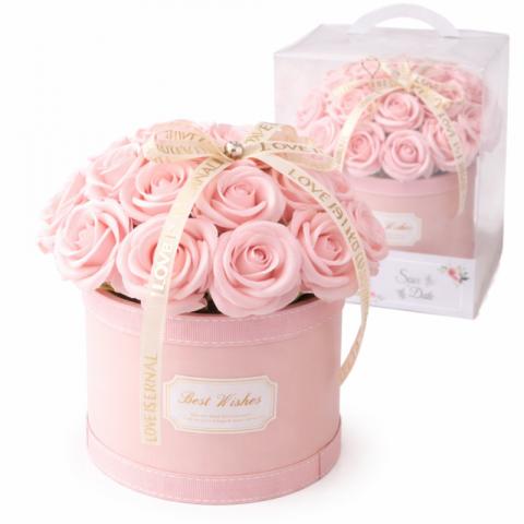 Flower box, bukiet zapachowych kwiatów mydlanych w pudełku 21szt. 19x16cm BUK08R