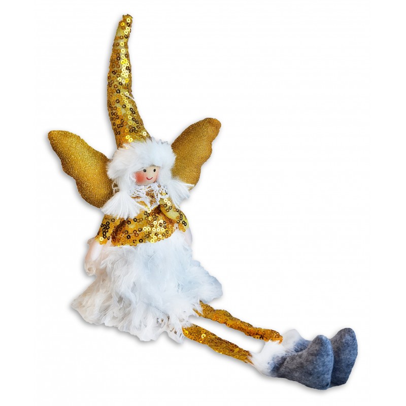 ANIOŁ ŚWIĄTECZNY BOŻE NARODZENIE siedzący 34 cm Z PLUSZU ASN02Z - obrazek 2