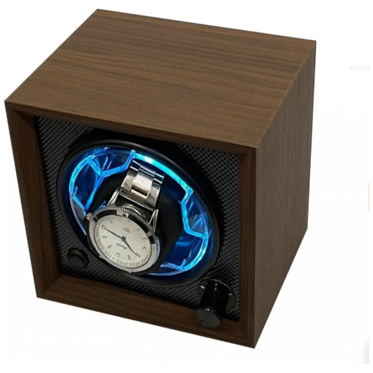 Rotomat etui na zegarek automatyczny drewno podświetlenie niebieskie LED - obrazek 3