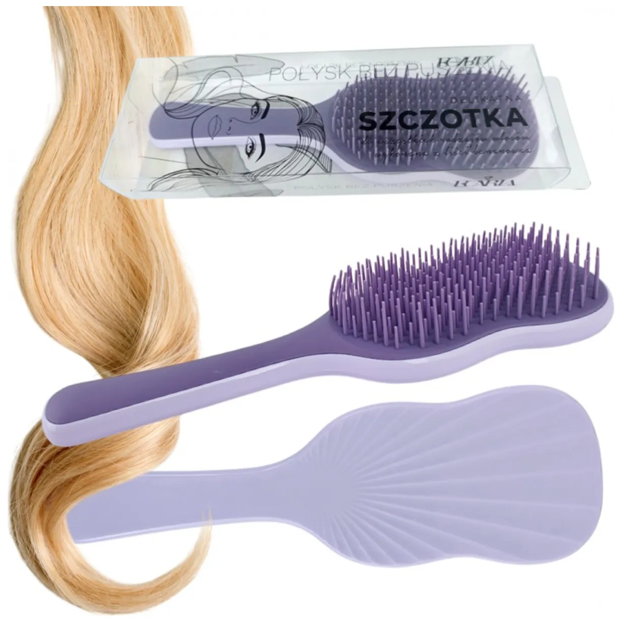Szczotka do włosów, do rozczesywania, połysk bez puszenia, fioletowa 22cm SCZ19
