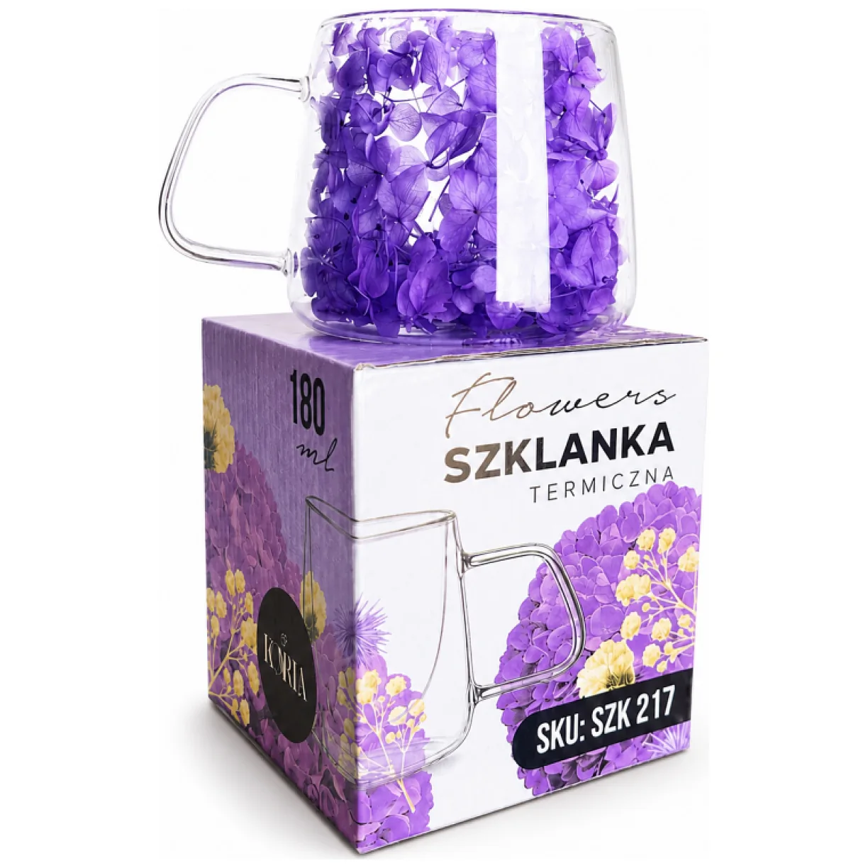 Szklanka termiczna z kwiatami w środku, pełna hortensji, niebieski 180 ml 1szt - obrazek 8