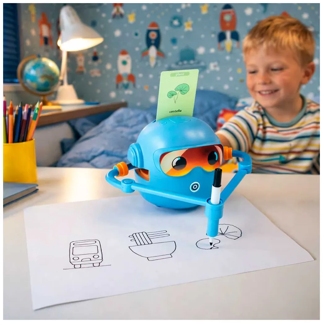 Interaktywny robot edukacyjny z fiszkami do nauki rysowania niebieski - obrazek 12