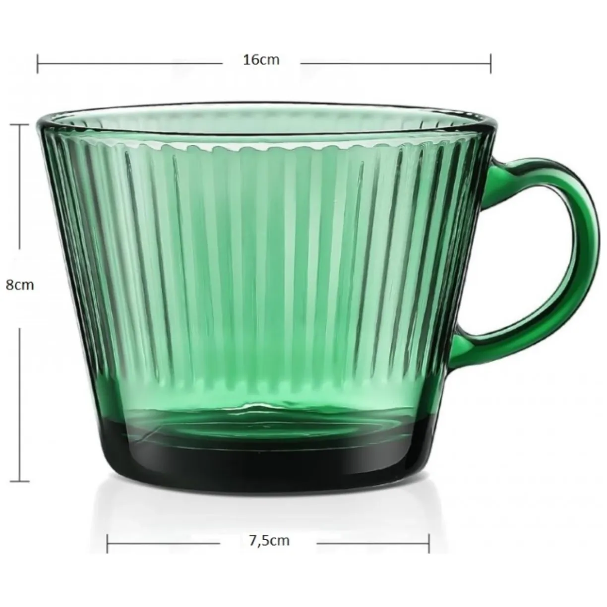Filiżanka szklanka ryflowana duża butelkowa zieleń 380 ml 1szt SZK178 - obrazek 8
